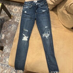 Agolde Blue Skinny Jeans with Distressed Details